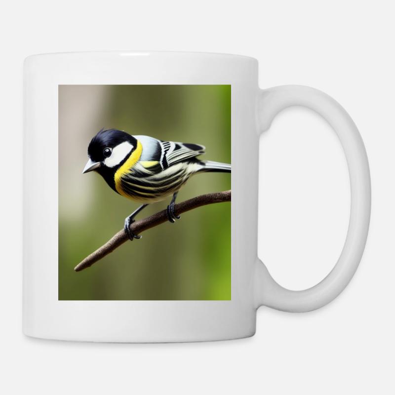 Cooles Comic Portrait einer Kohlmeise - Tasse - Weiß
