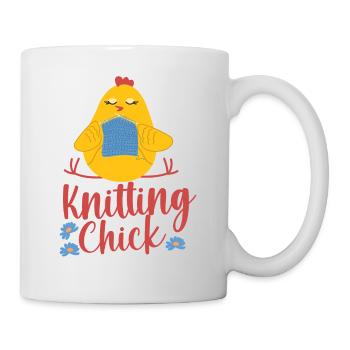 Knitting Wrinkled Chicken Girl - Mug - white - Right