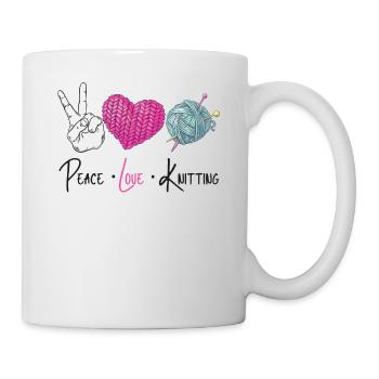 Knitting Knitter Peace Love - Tasse - Weiß - Rechts