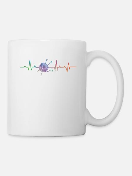 Knitting Knitter Heartbeat - Tasse - Weiß