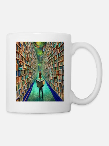 "Die Bücherei der Zeit" - Tasse - Weiß