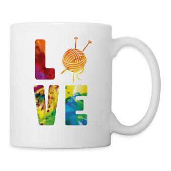 Knitting Knitter Watercolor Love - Tasse - Weiß - Rechts