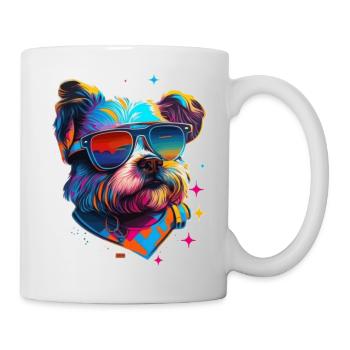 Terrier with sunglasses colorful and colorful - Mug - white - Right