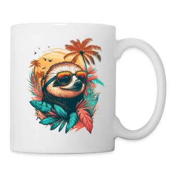 Sloth with sunglasses vacations in Hawaii - Mug - white - Right