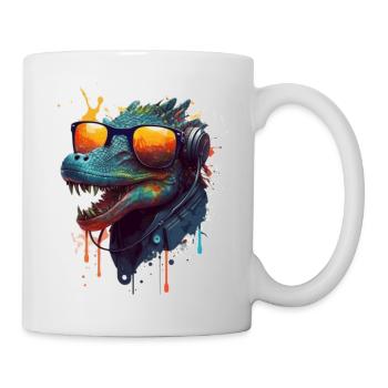 Animal cool lizard with sunglasses in summer - Mug - white - Right