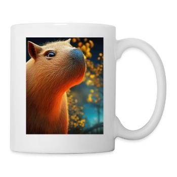Cooles Comic-Porträt von Capybara bei Nacht - Tasse - Weiß - Rechts