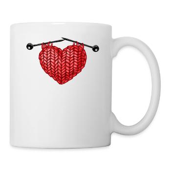Knitting Wrinkled Heart Knitting - Mug - white - Right