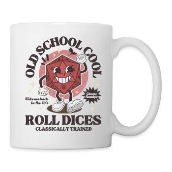 Dungeons - Old school roll dragons dices retro D20 - Mug - white - Right