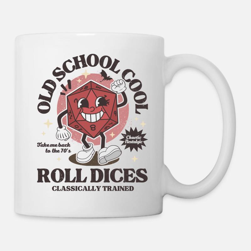 Dungeons - Old School würfelt Drachen Würfel retro D20 - Tasse - Weiß
