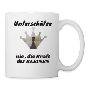 Tshirt mit genielem Schach Motiv - Tasse - Weiß - Rechts