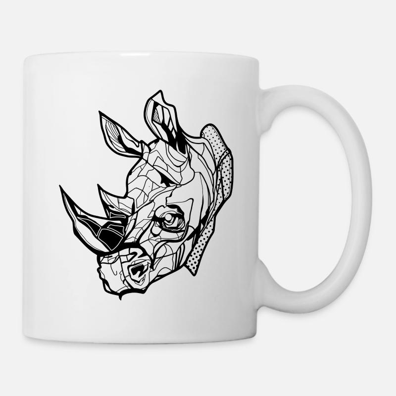 Nashorn // Ilustration // Dickhäuter - Tasse - Weiß