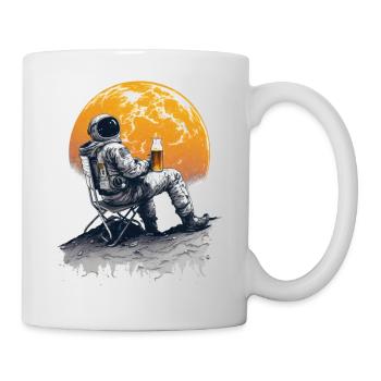 Astronaute d’illustration cool avec de la bière sur la lune - Mug blanc - blanc - Droite