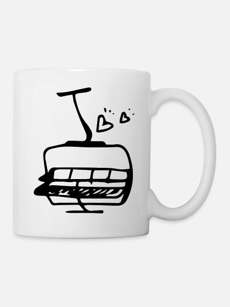 Sessellift Skifahren Ski - Tasse - Weiß