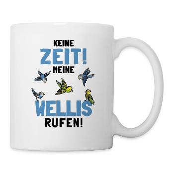 Wellensittich Sittiche Welli Figur Sittichhalter - Tasse - Weiß - Rechts
