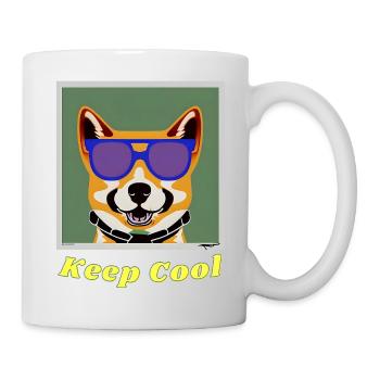 Shiba Inu with sunglasses keeps a cool head - Mug - white - Right