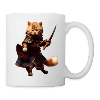 Katze mit Mantel und Degen als tapferer Pirat - Tasse - Weiß - Rechts