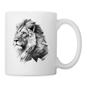 Polygon Lion in Black and White – Fine Art - Mug - white - Right