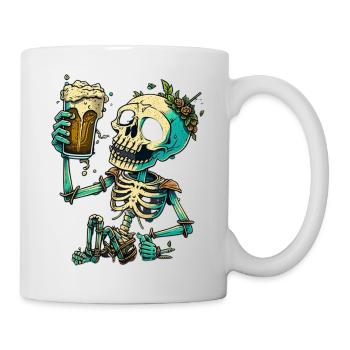 lustiges bier skelett - Tasse - Weiß - Rechts