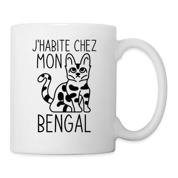 J'HABITE CHEZ MON CHAT BENGAL 1 - Mug blanc - blanc - Droite