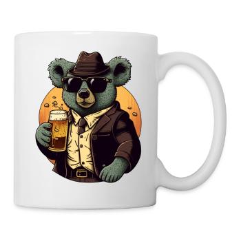 Koala with beer. Cool motif for beer lovers - Mug - white - Right