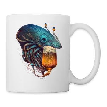 Deep-sea creature with tentacles andbeer - Mug - white - Right