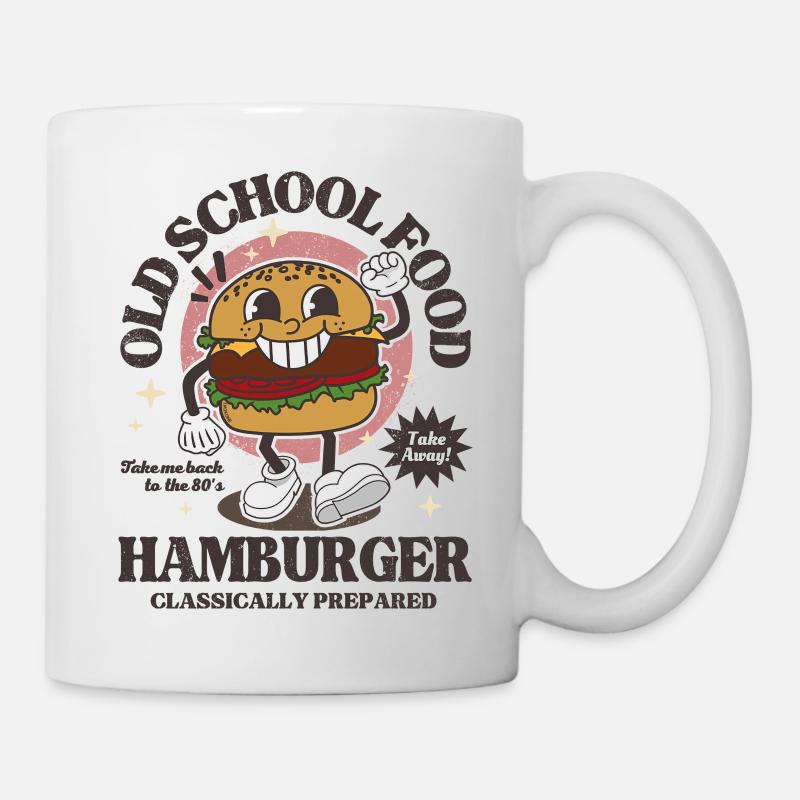 Old School Food Hamburger rétro - Mug blanc - blanc