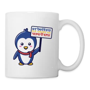 Lustiger Spruch Stress Aufregen Pinguin im Büro - Tasse - Weiß - Rechts