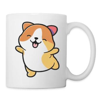 Kawaii Mignon Happy Colorful Dog Dancing - Mug blanc - blanc - Droite