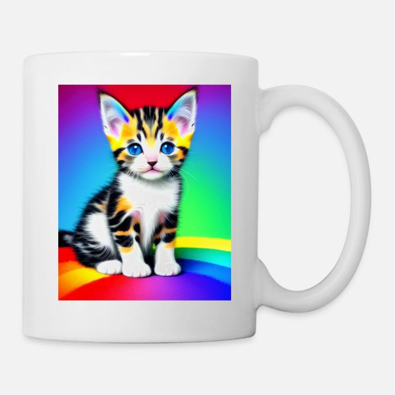 Regenbogen Kätzchen - Tasse - Weiß