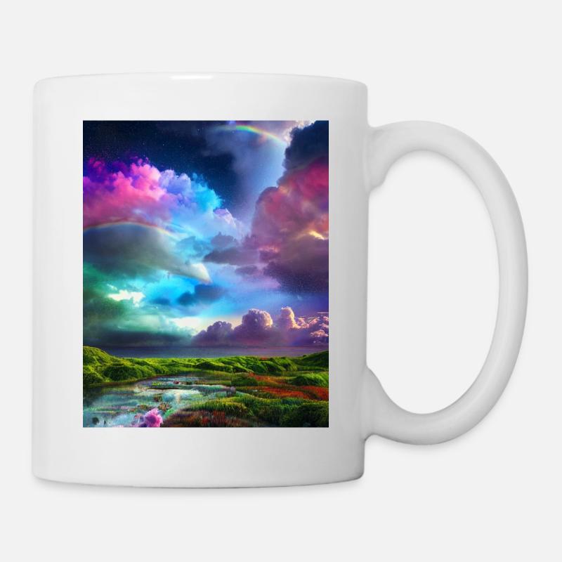 A fantasy rainbow landscape design - Mug - white