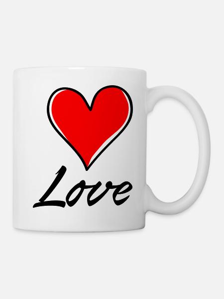 herz love - Tasse - Weiß