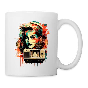 Retro Portrait von einer jungen Frau - Tasse - Weiß - Rechts
