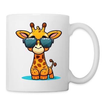 Kawaii mignonne girafe colorée heureuse avec des lunettes de soleil - Mug blanc - blanc - Droite