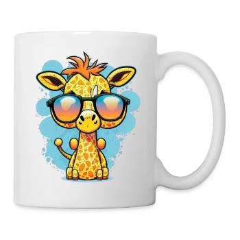 Kawaii mignonne girafe colorée heureuse avec des lunettes de soleil - Mug blanc - blanc - Droite