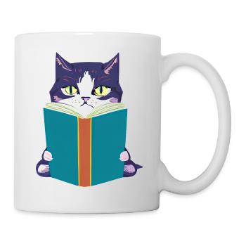 Chat Lecture Chaton Livres Chat Livre Domestique Chat - Mug blanc - blanc - Droite