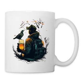 Randonneurs ou chasseurs en pleine nature et nature avec de la bière - Mug blanc - blanc - Droite