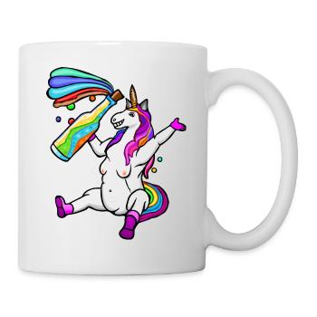 lustiges LGPT-Einhorn, buntes Einhorn, Regenbogen - Tasse - Weiß - Rechts