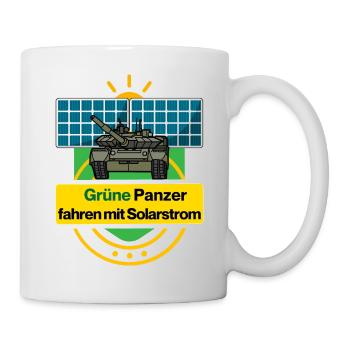 Grüne Panzer fahren mit Solarstrom - Tasse - Weiß - Rechts