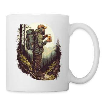 Randonneurs dans la nature avec bières montagnes et forêt - Mug blanc - blanc - Droite