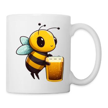 Abeille mignonne avec de la bière. Chemise de bière pour apiculteurs - Mug blanc - blanc - Droite