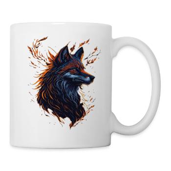 Wolf Kunstwerk - Tasse - Weiß - Rechts