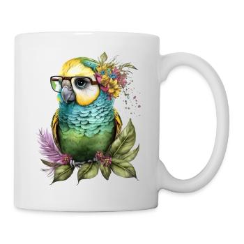 Lustiger Wellensittich - Tasse - Weiß - Rechts