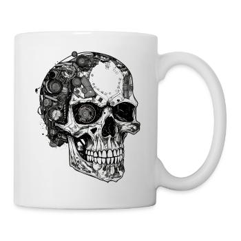 Gruseliger Machinen Totenkopf Schädel im Goth Stil - Tasse - Weiß - Rechts