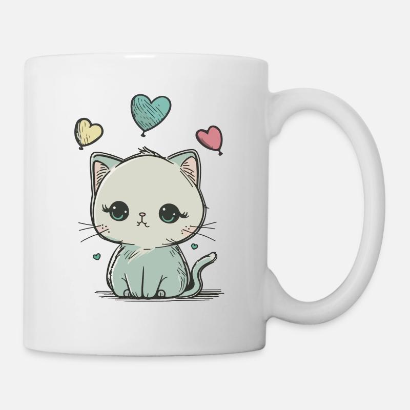 mignon petit chat Doodle - Mug blanc - blanc