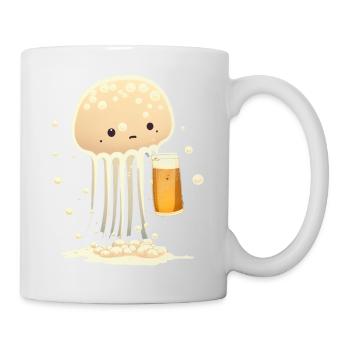 Les méduses sucrées boivent un verre de bière - Mug blanc - blanc - Droite