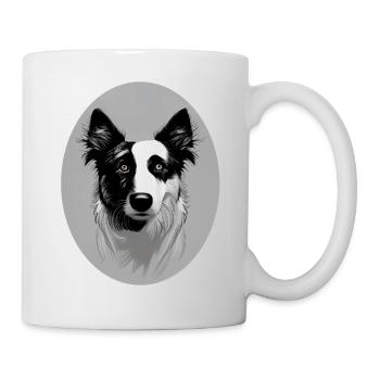 Border Collie Schwarz-Weiß oval - Tasse - Weiß - Rechts