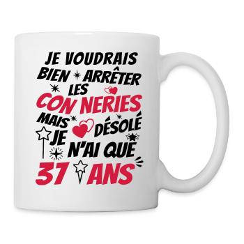 conneries 37 ans / humour anniversaire 37 ans - Mug blanc - blanc - Droite