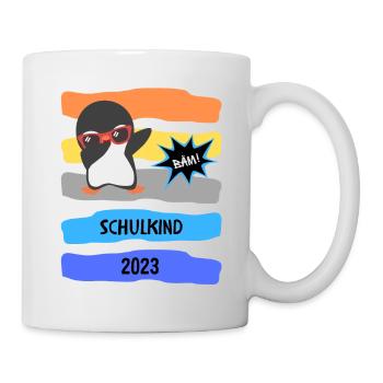 Schulkind Dab - Schulkind 2023 - Pinguin - Bäm - Tasse - Weiß - Rechts