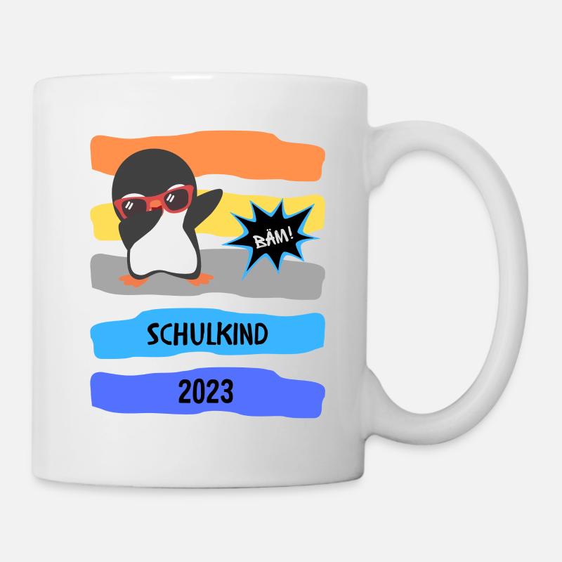 Schulkind Dab - Schulkind 2023 - Pinguin - Bäm - Tasse - Weiß