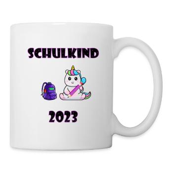 Schulkind 2023 - Einhorn Mädchen - Erster Schultag - Tasse - Weiß - Rechts
